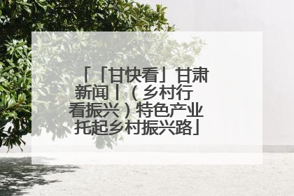 「甘快看」甘肃新闻丨（乡村行 看振兴）特色产业托起乡村振兴路