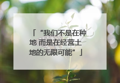 “我们不是在种地 而是在经营土地的无限可能”