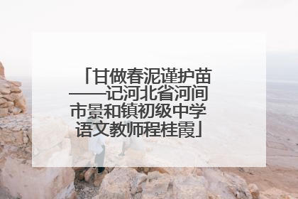 甘做春泥谨护苗——记河北省河间市景和镇初级中学语文教师程桂霞