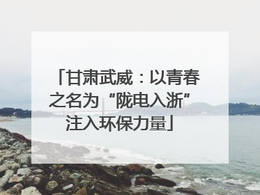 甘肃武威：以青春之名为“陇电入浙”注入环保力量