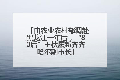 由农业农村部调赴黑龙江一年后，“80后”王杕履新齐齐哈尔副市长