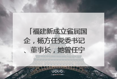 福建新成立省属国企，杨方任党委书记、董事长，她曾任宁德市委副书记｜张田怡已任县委副书记、县政府党组书记
