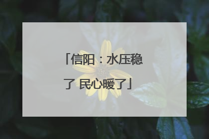 信阳：水压稳了 民心暖了