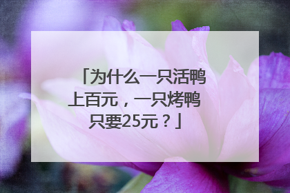 为什么一只活鸭上百元，一只烤鸭只要25元？