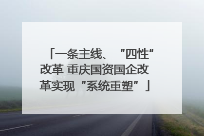 一条主线、“四性”改革 重庆国资国企改革实现“系统重塑”