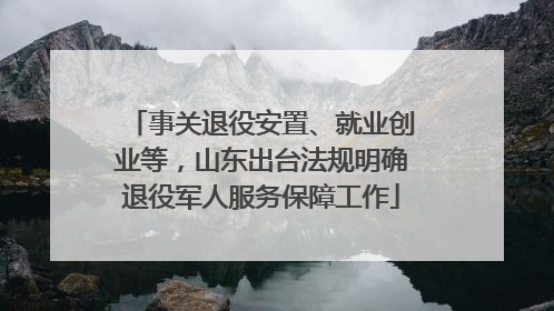 事关退役安置、就业创业等，山东出台法规明确退役军人服务保障工作