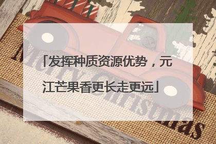 发挥种质资源优势，元江芒果香更长走更远