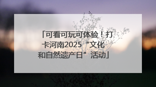 可看可玩可体验！打卡河南2025“文化和自然遗产日”活动