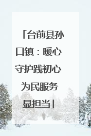 台前县孙口镇：暖心守护践初心 为民服务显担当