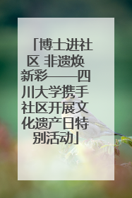 博士进社区 非遗焕新彩——四川大学携手社区开展文化遗产日特别活动