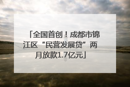 全国首创！成都市锦江区“民营发展贷”两月放款1.7亿元