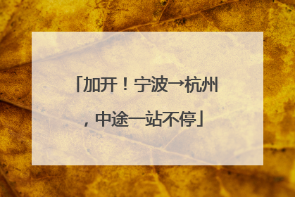加开！宁波→杭州，中途一站不停