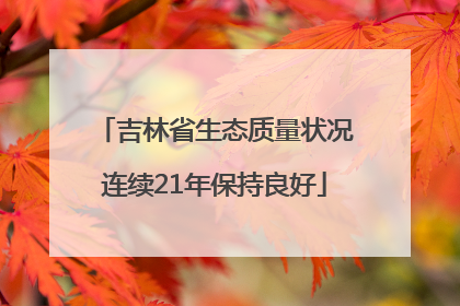 吉林省生态质量状况连续21年保持良好