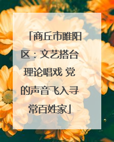 商丘市睢阳区：文艺搭台理论唱戏 党的声音飞入寻常百姓家