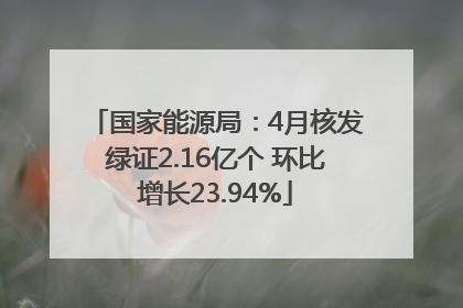 国家能源局：4月核发绿证2.16亿个 环比增长23.94%