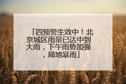 四预警生效中！北京城区雨量已达中到大雨，下午雨势加强，局地暴雨
