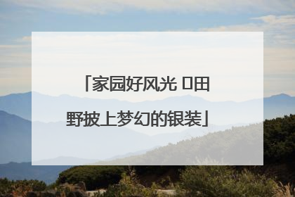 家园好风光 ⎮田野披上梦幻的银装
