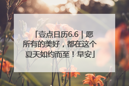 壹点日历6.6｜愿所有的美好，都在这个夏天如约而至！早安