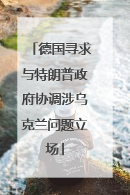 德国寻求与特朗普政府协调涉乌克兰问题立场