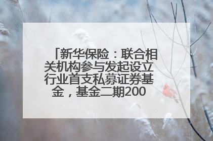 新华保险：联合相关机构参与发起设立行业首支私募证券基金，基金二期200亿元已募集完毕
