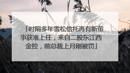 时隔多年雪松信托再有新董事获准上任，来自二股东江西金控，前总裁上月刚被罚