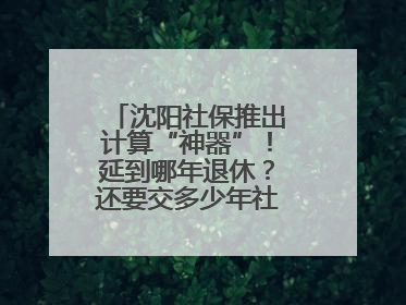 沈阳社保推出计算“神器”！延到哪年退休？还要交多少年社保？速查→
