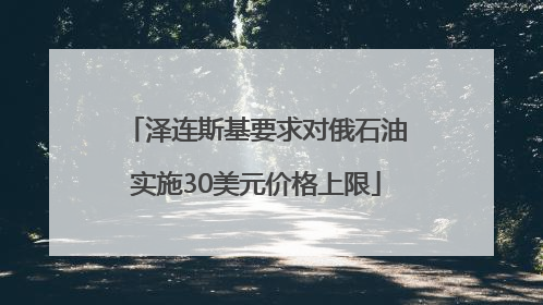 泽连斯基要求对俄石油实施30美元价格上限