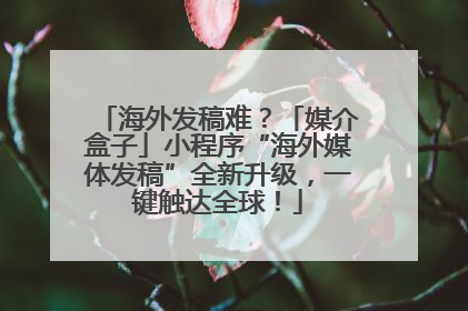 海外发稿难？「媒介盒子」小程序“海外媒体发稿”全新升级，一键触达全球！