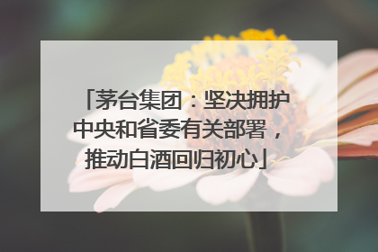 茅台集团：坚决拥护中央和省委有关部署，推动白酒回归初心