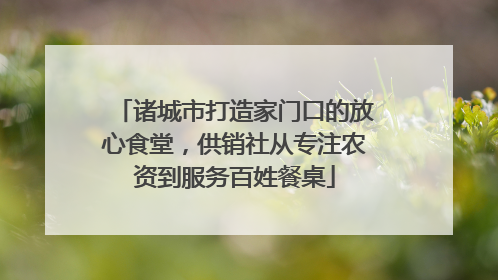 诸城市打造家门口的放心食堂，供销社从专注农资到服务百姓餐桌