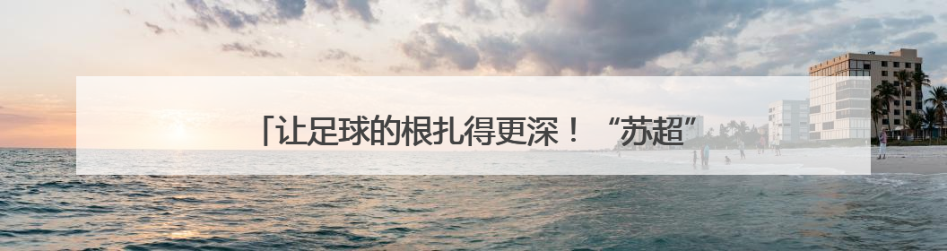 让足球的根扎得更深！“苏超”见证一群普通人发自内心的热爱