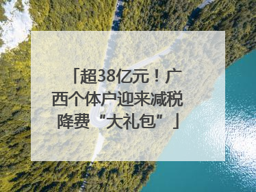 超38亿元！广西个体户迎来减税降费“大礼包”