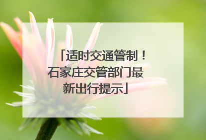 适时交通管制！石家庄交管部门最新出行提示