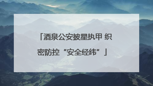 酒泉公安披星执甲 织密防控“安全经纬”